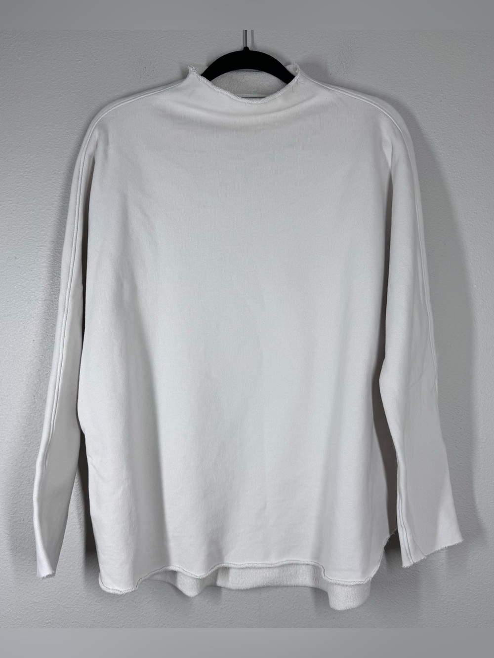 Frank & Eileen Effie Long Sleeve Funnel Neck Capelet Crean Sweatshirt Top Small